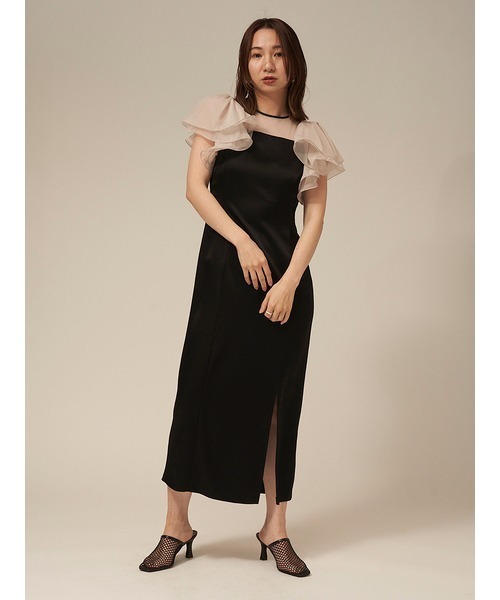 FRAY I.D（フレイアイディー）の「フリルスリーブコンビドレス