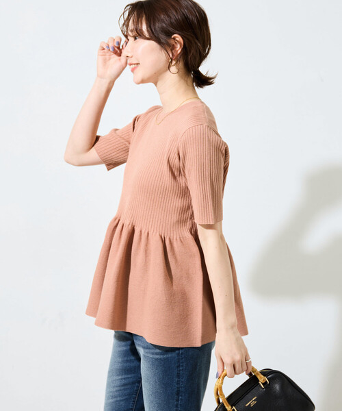 限定展開 サマーニット 半袖 ペプラム トップス（ニット/セーター