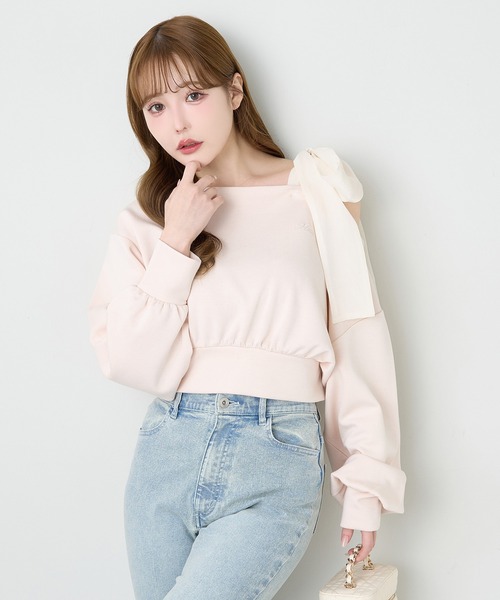 肩リボンワンショルトップス（Tシャツ/カットソー）｜one after