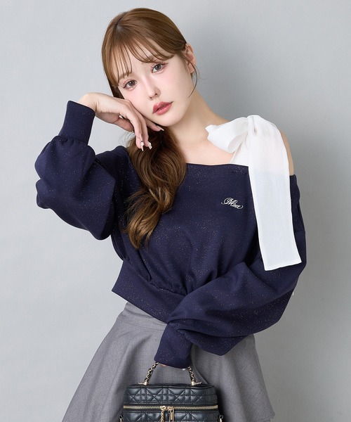 肩リボンワンショルトップス（Tシャツ/カットソー）｜one after