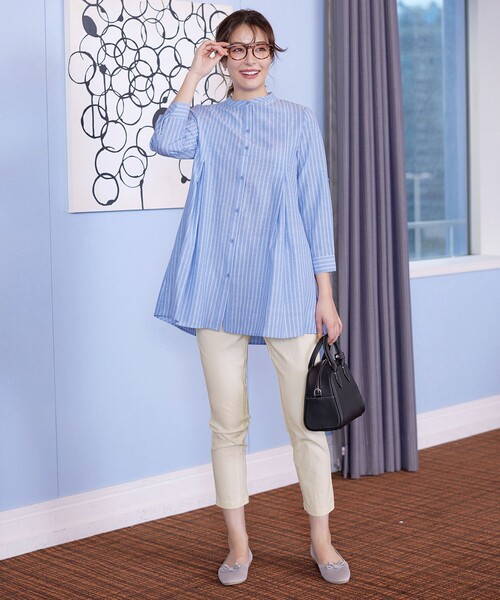 バンドカラーシャツチュニックブラウス（シャツ/ブラウス）｜Tiaclasse