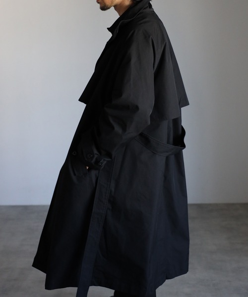 セール】【2WAY】 スタンドカラー ルーズ トレンチコート タマムシ
