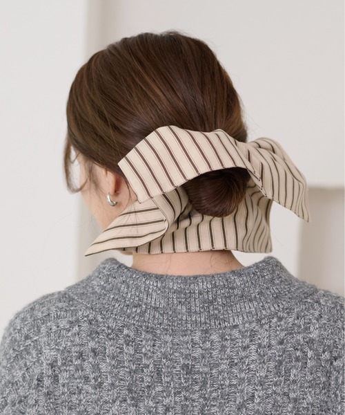 セール】【apres jour clair】ストライプビッグシュシュ（シュシュ