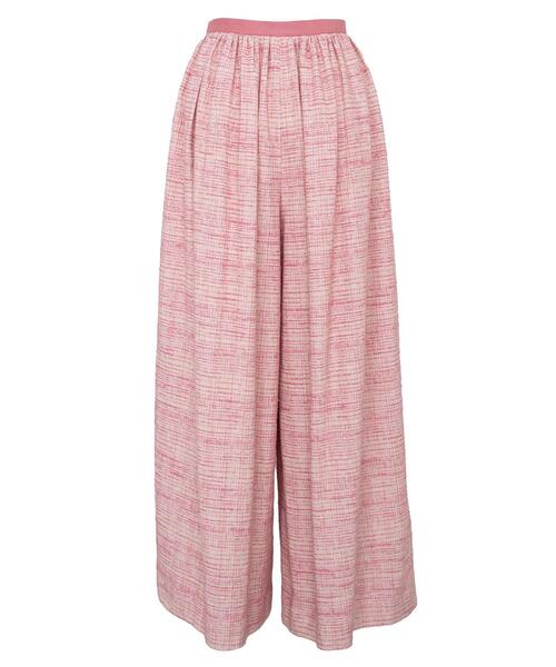 Drawer（ドゥロワー）の「Drawer ピンクツイードギャザーワイドパンツ