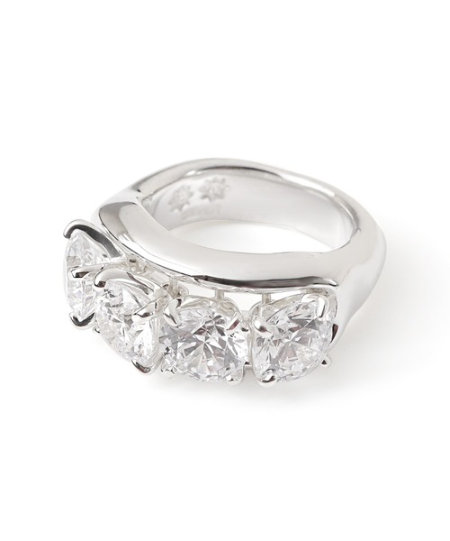 SILVER925ジルコニア4石ゆれリング/メンズ/レディース（リング）｜e.m.