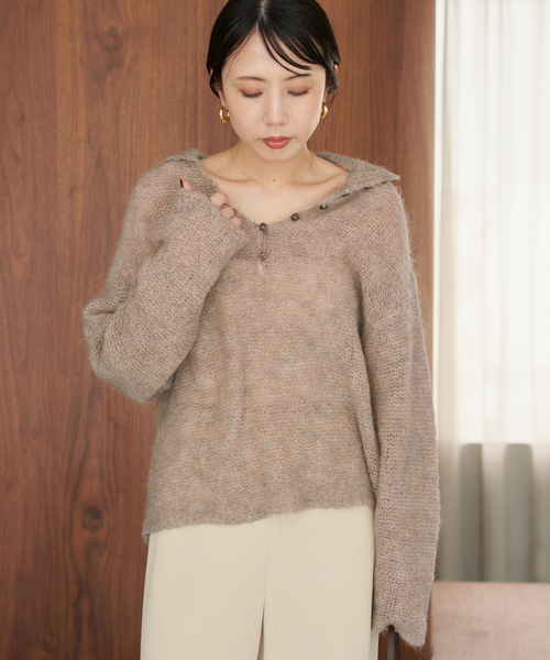 追加》ALPACA MIX BUTTON ニット 2（ニット/セーター）｜Plage