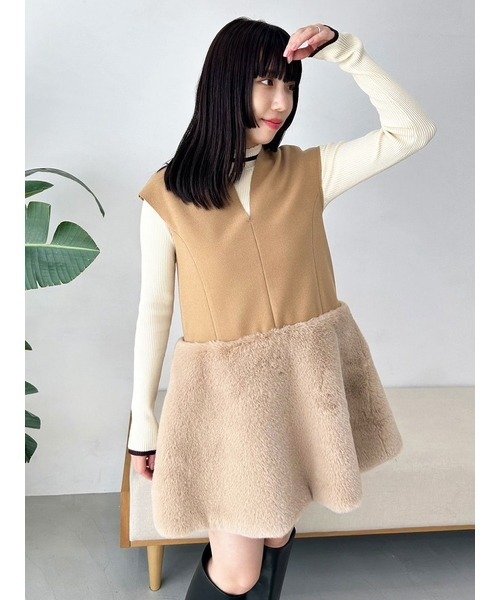 LILY BROWN（リリーブラウン）の「2WAYファードッキングミニワンピース