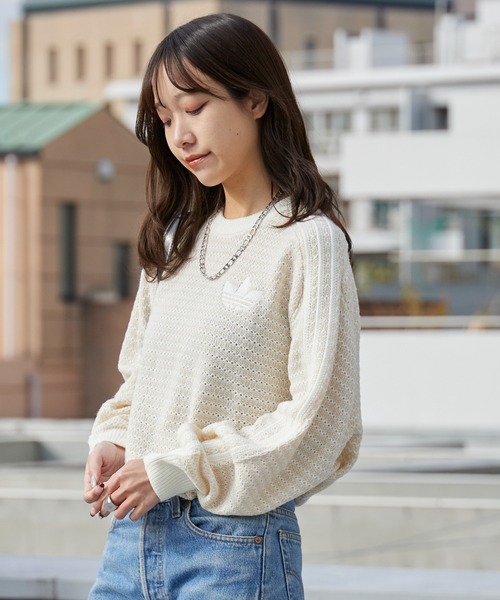 adidas/アディダス KNIT SWEATER オーバーサイズ トレフォイルロゴ