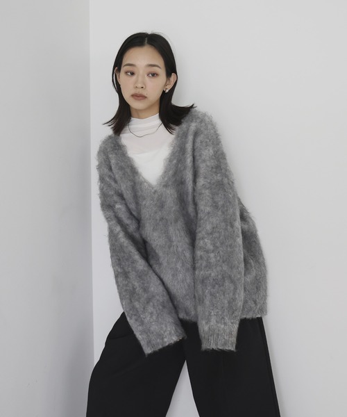 hellam（へラム）の「ミックスシャギー Vネックニット（ニット