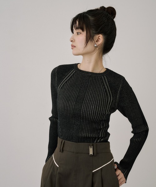 スリムリブラインニット｜ウォッシャブル/オフィスカジュアル/ニット