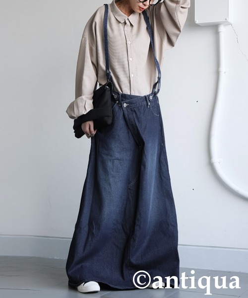 デニムサロペットスカート（デニムスカート）｜antiqua（アンティカ