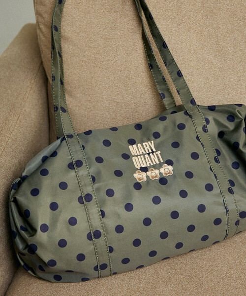 MARY QUANT × PUBLUX/マリークワント ロゴ刺繍 ギャザー ボストン