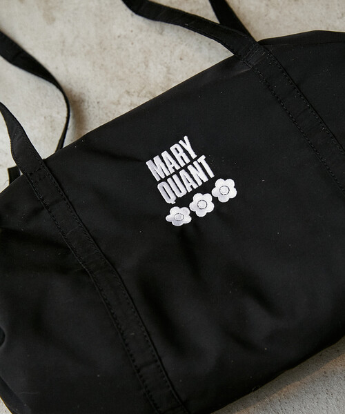 MARY QUANT × PUBLUX/マリークワント ロゴ刺繍 ギャザー ボストン