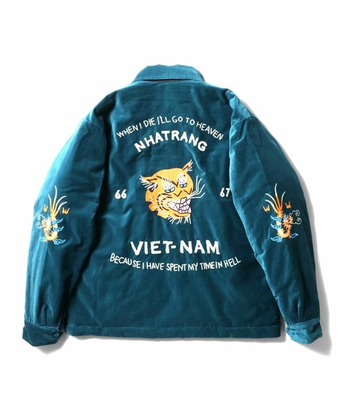 HOUSTON ヒューストン REVERSIBLE VIETNAM JACKET 虎 MAP柄 刺繍