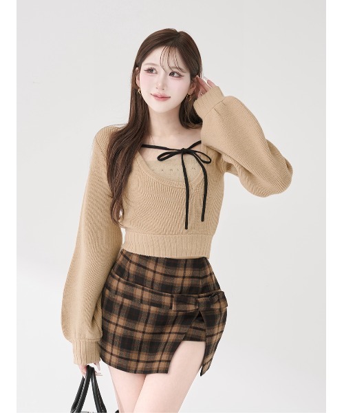 アシメレイヤードニットトップス（ニット/セーター）｜Darich