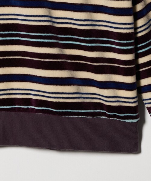 セール】＜6(ROKU)＞ベロア ボーダー ポロシャツ（Tシャツ/カットソー