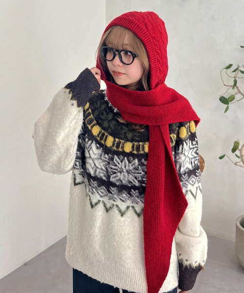 フード付きニットマフラー（マフラー）｜CPCM（シーピーシーエム）の