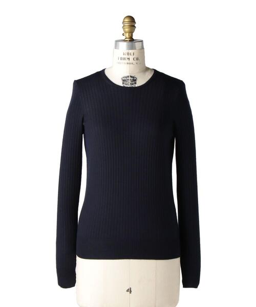 Drawer（ドゥロワー）＞ 18Gカシミヤシルクリブクルーネックニット