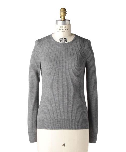 Drawer（ドゥロワー）＞ 18Gカシミヤシルクリブクルーネックニット