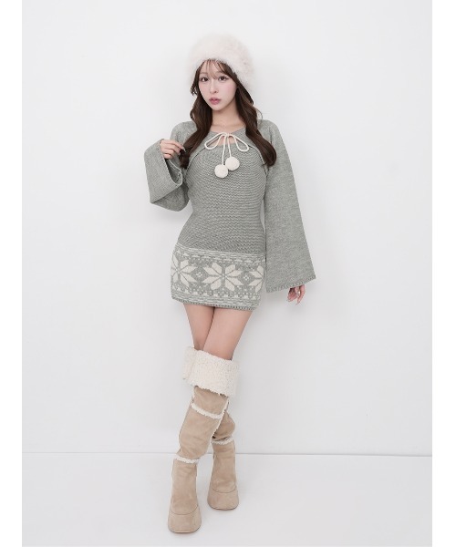 ノルディックパネルニットミニワンピース（ワンピース）｜Darich