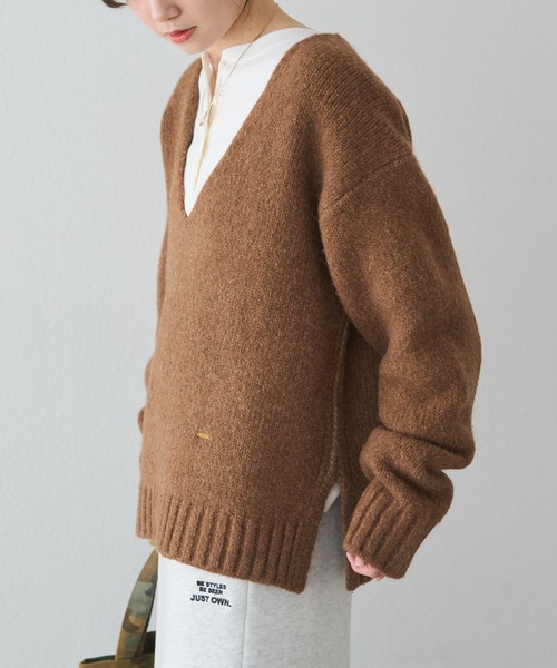 セール】アルパカ混深Vネックニットプルオーバー（ニット/セーター
