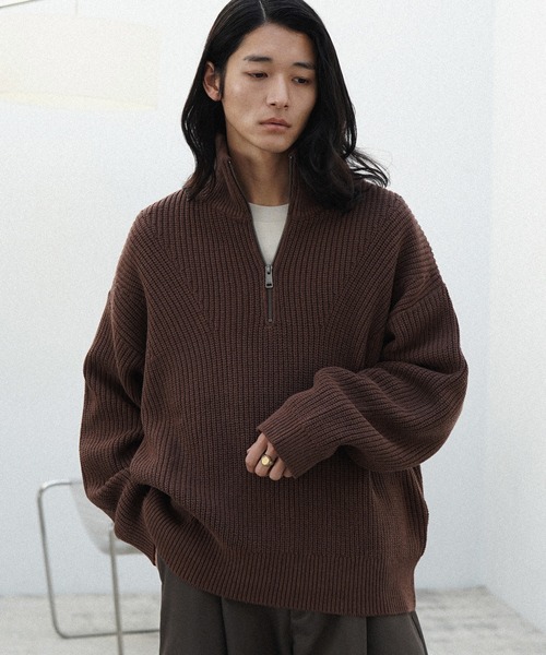 WYM LIDNM（ウィム バイ リドム）の「HALF ZIP AZE KNIT（ニット