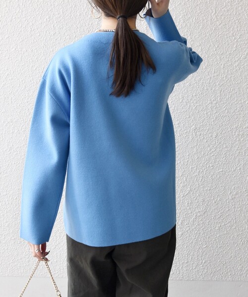 SHIPS any:〈手洗い可能〉ミラノリブ スタンドカラー ニット プル