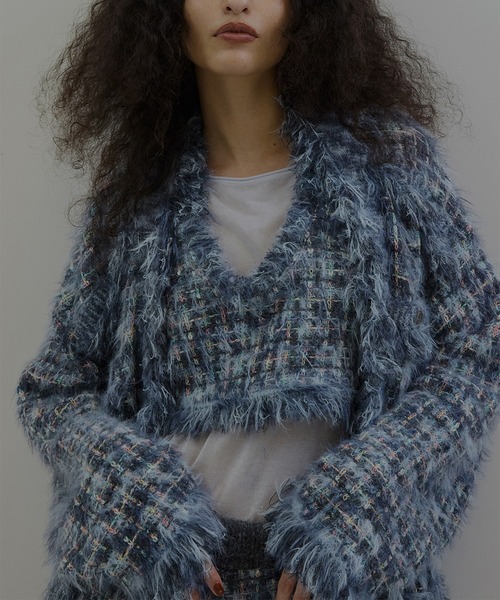セール】TWEED FRINGE KNIT TOPS（ニット/セーター）｜Ameri（アメリ