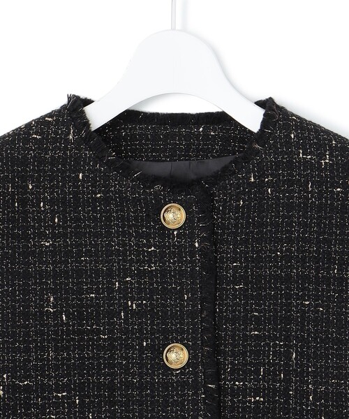 滝沢眞規子さん着用】GIOLICA ボタン ツイード ジャケット（ノーカラー