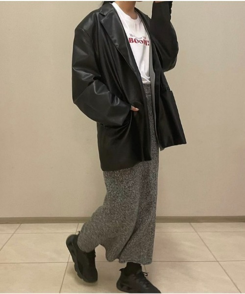 LE CIEL BLEU（ルシェルブルー）の「Faux Leather Oversized Jacket