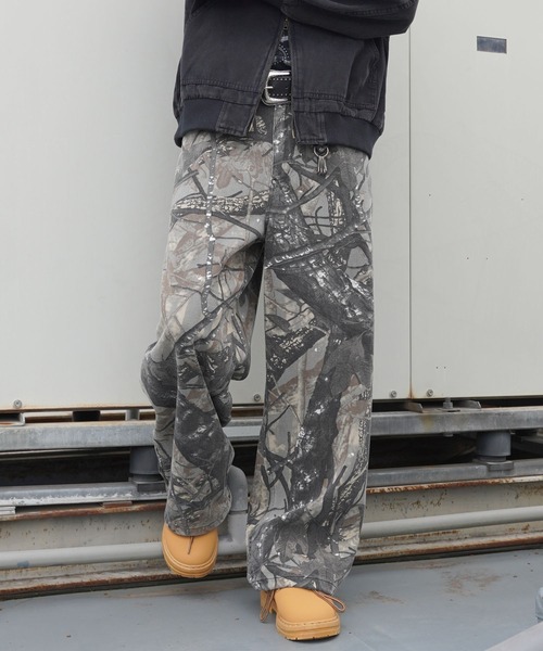 カモフラージュ柄パンツ/ワイドシルエット/リアルツリー/迷彩/ユニ