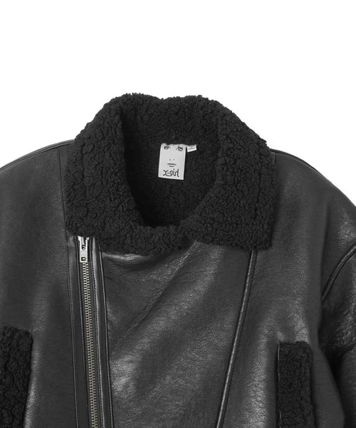 X-girl（エックスガール）の「CROPPED FAUX MOUTON RIDER'S JACKET