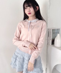 レディースのカーディガン/ボレロ（ピンク/桃色系・リボン