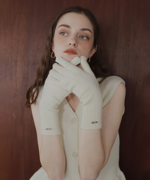 フィンガースリットニットグローブ/アームウォーマー/手袋（手袋