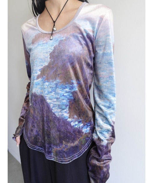 sahara（サハラ）の「Velour Art Print Top/ベロアアートプリント