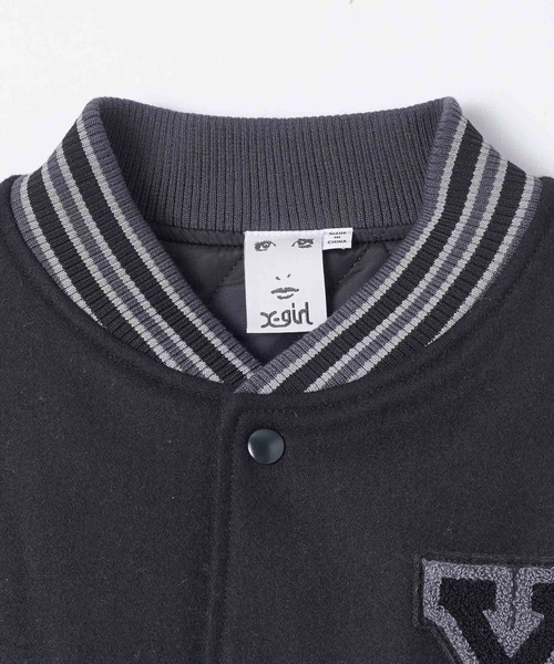 X-girl（エックスガール）の「COLLEGE LOGO STADIUM JUMPER