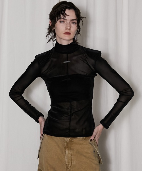 PRANK PROJECT メッシュチュール ホルターネックトップス 黒 美品