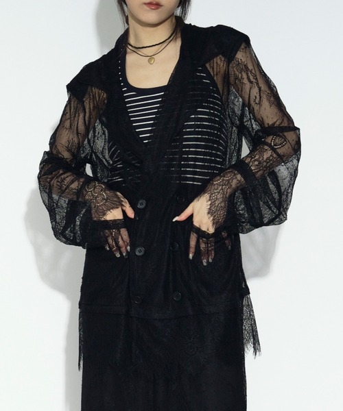 scallop lace ダブルレースジャケット/setup対応（テーラード