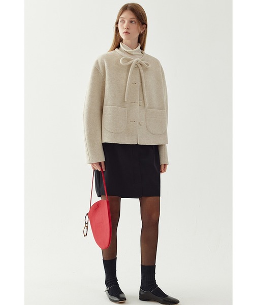 セール】リボンタイ ショートウールコート FQ24W101【Fano Studios