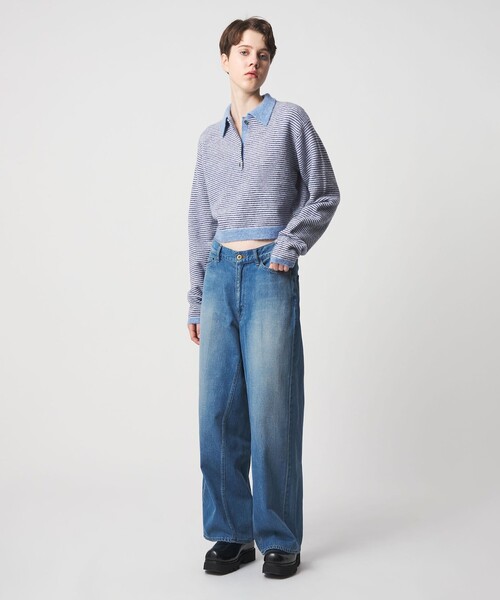 6（ロク）の「＜6(ROKU)＞アルパカウールナイロン ポロニット（ニット