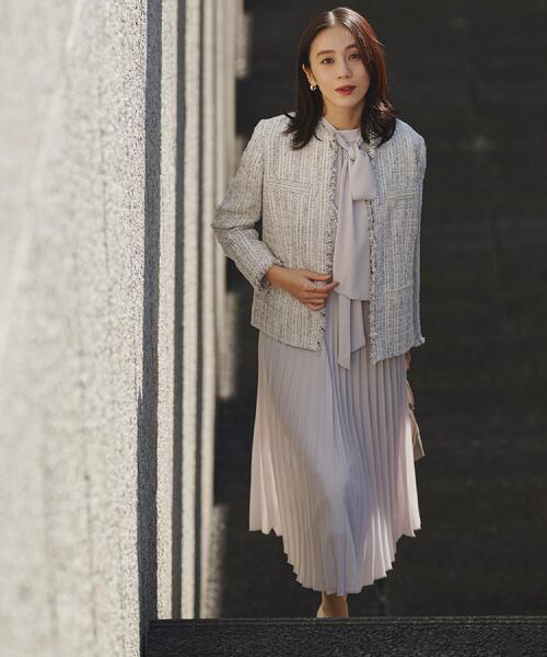 セール】【セレモニー/華やか】ファンシーツイード ジャケット（ノー