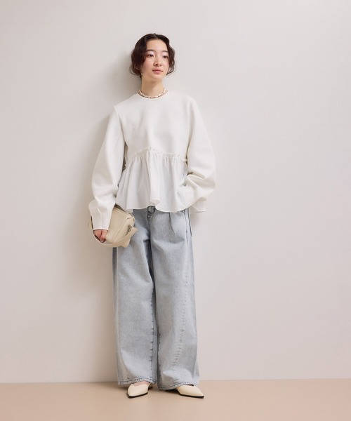 WEB限定】ペプラムコンビプルオーバー（Tシャツ/カットソー）｜ADAM ET