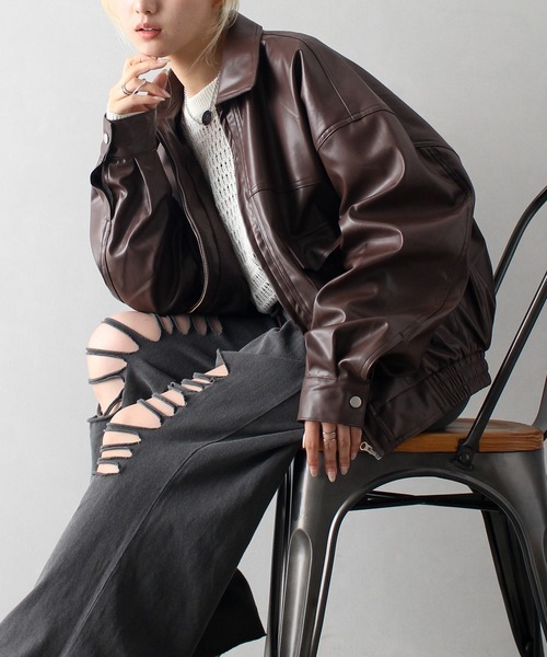 SpRay（スプレイ）の「フェイクレザーZIPブルゾン（ブルゾン）」 - WEAR