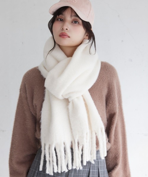 セール】ふわふわフリンジマフラー/静電気防止（マフラー）｜VIS（ビス