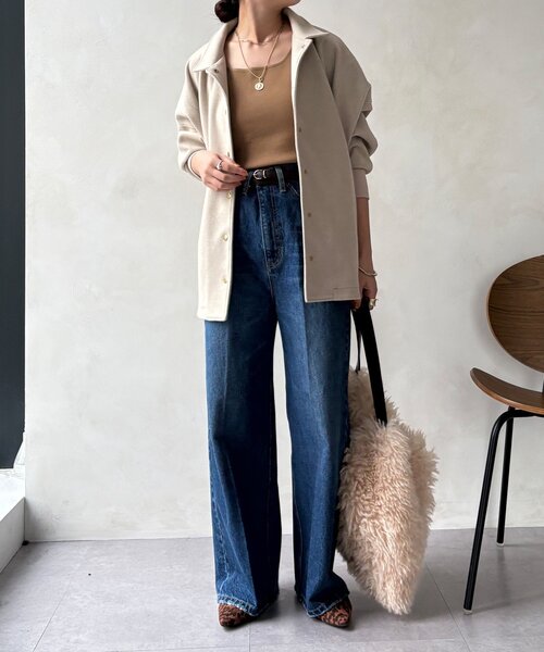 DouDou（ドゥドゥ）の「ハイウエストダブルボタンデニム（デニムパンツ