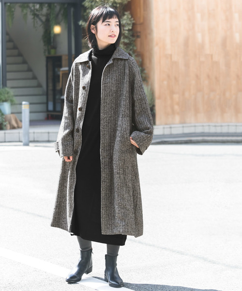 かぐれ（カグレ）の「ウールリネンバルマカンコート（ステンカラー