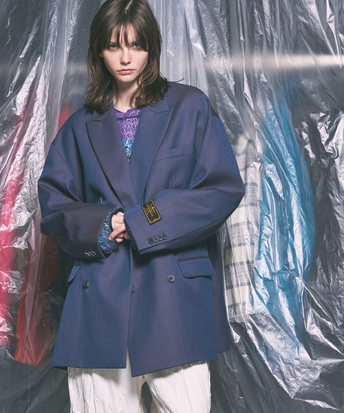 UNISEX》4 Colors Chambray Washable Wool Prime-Over Peaked Lapel