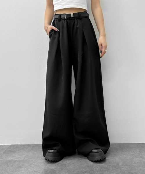 セール】【LVEU.】ベルト付タックワイドパンツ / ボトムス スラックス