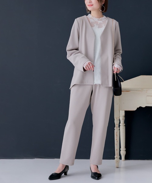 ノーカラージャケット＆パンツセットアップ』（スーツセット）｜n