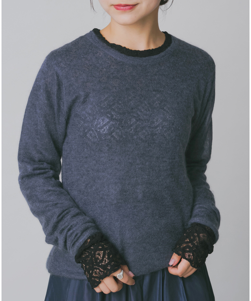 追加2》ペイズリー ストレッチレースプルオーバー（Tシャツ/カットソー